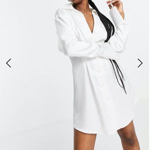 ASOS DESIGN seam detail satin shirt mini dress in